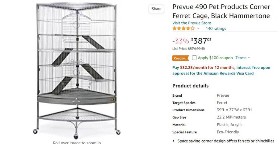 W6201 Prevue 490 Pet Products Corner Ferret Cage Black Hammertone Auction River City Furniture Auction