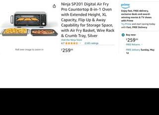 Ninja SP201 Digital Air Fry Pro Countertop 8 in 1 Oven with