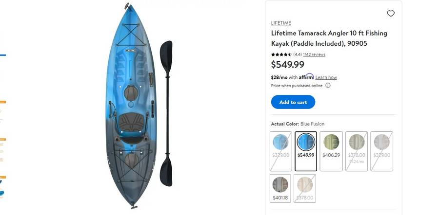 T1000 Lifetime Tamarack Angler 10 ft Fishing Kayak (Paddle Included)  Auction