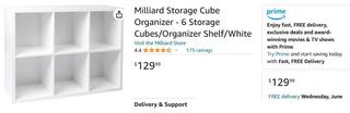 Milliard Storage Cube Organizer - 6 Storage Cubes / Organizer Shelf / White