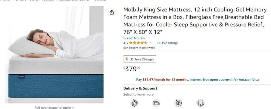 Molblly King Memory Foam Mattress in a Box, Fiberglass Free,Breathable  Comfortable Mattress for Cooler Sleep Supportive & Pressure Relief, King  Size