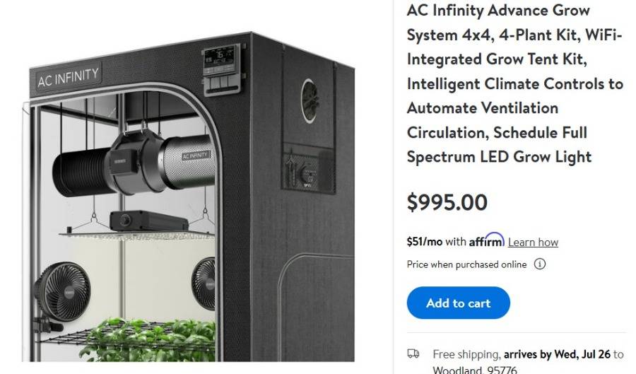  AC Infinity Advance Grow System 4x4, 4-Plant Kit