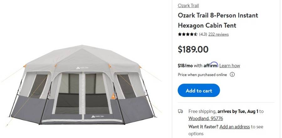 8-Person Instant Hexagon Cabin Tent