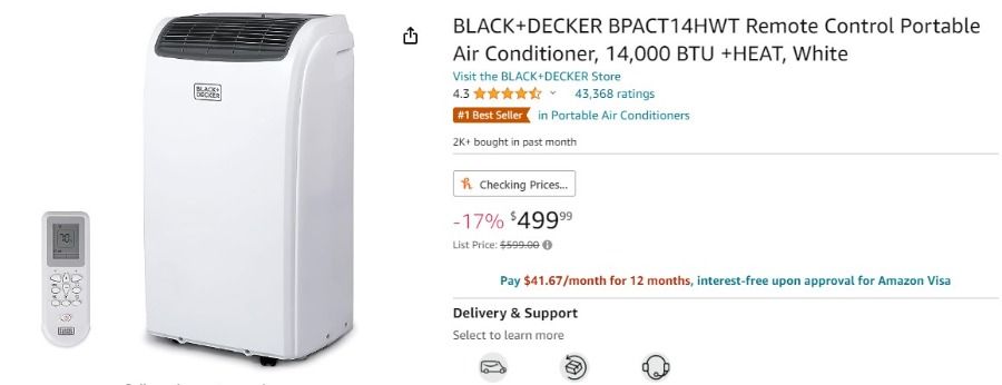  BLACK+DECKER BPACT14HWT Remote Control Portable Air