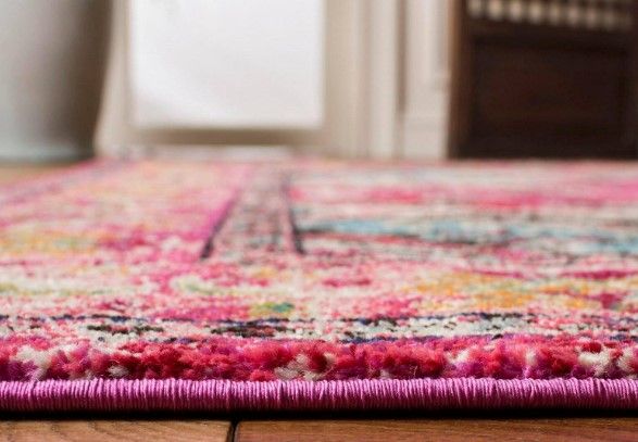 WF824 Monaco Pink/Multi 11 ft. x 15 ft. Distressed Border Medallion Area  Rug Auction