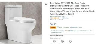 DeerValley Dv-1f026 Ally Dual Flush Elongated One-Piece Standard-Size Toilet (Seat Included)