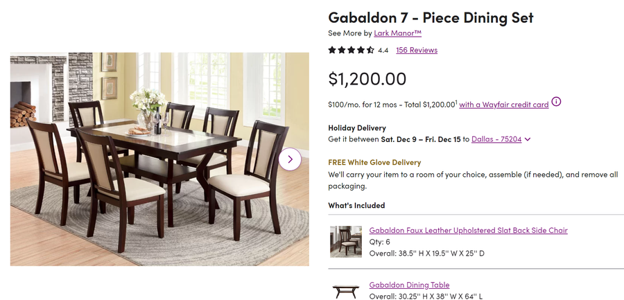 Gabaldon 7 2025 piece dining set