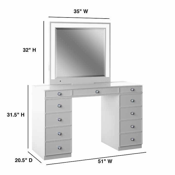 madeline vanity table with led lighted mirror