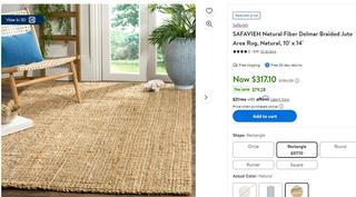 SAFAVIEH Natural Fiber Delmar Braided Jute Area Rug, Natural, 10' x 14' 