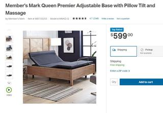 Member's mark queen premier adjustable on sale base with pillow tilt and massage