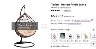 Yorba hanging swing chair with stand hot sale