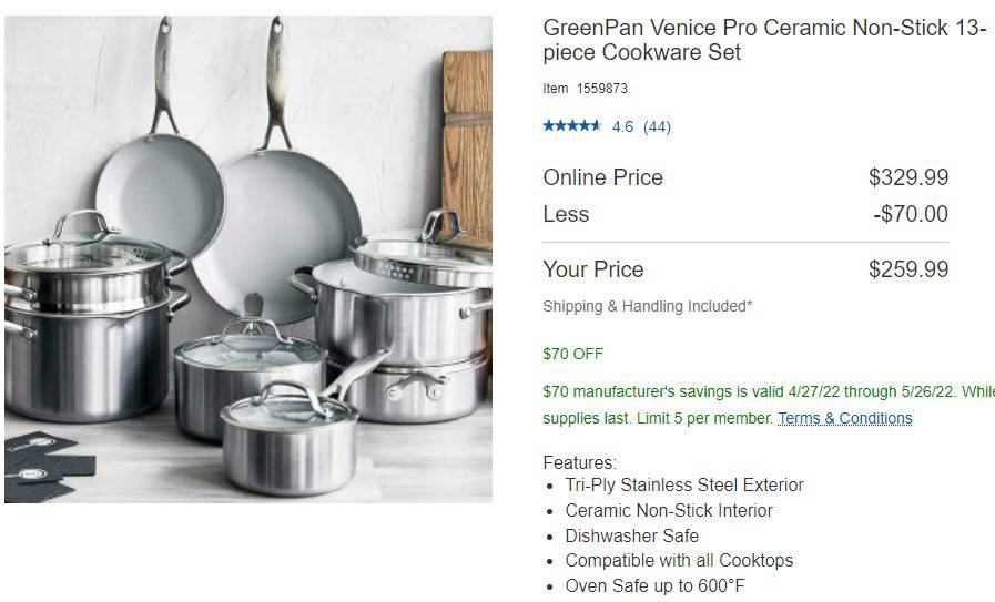 GreenPan Venice Pro 13-Piece Ceramic Non-Stick Cookware Set