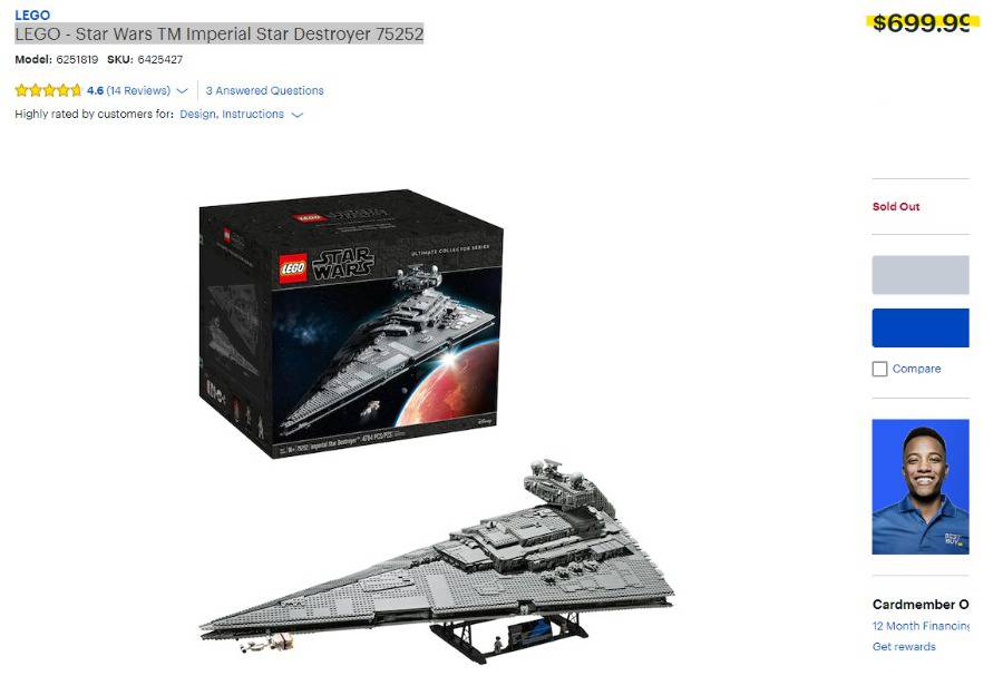 Lego star wars tm online imperial star destroyer 75252