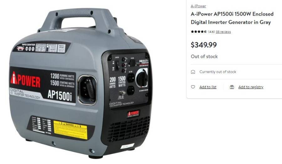 A-iPower AP1500i 1500W Enclosed Digital Inverter Generator